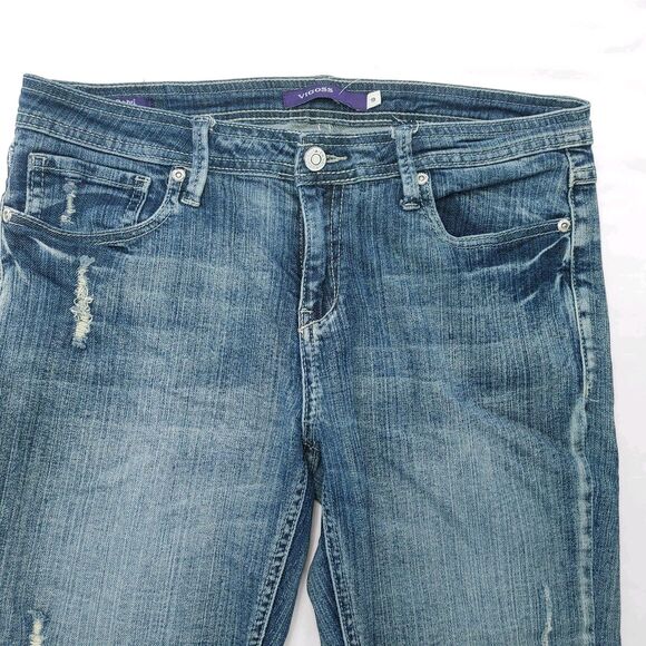 Vigoss Capri Jeans Distressed Rise Blue Denim Juniors Size 9 - Picture 4 of 13